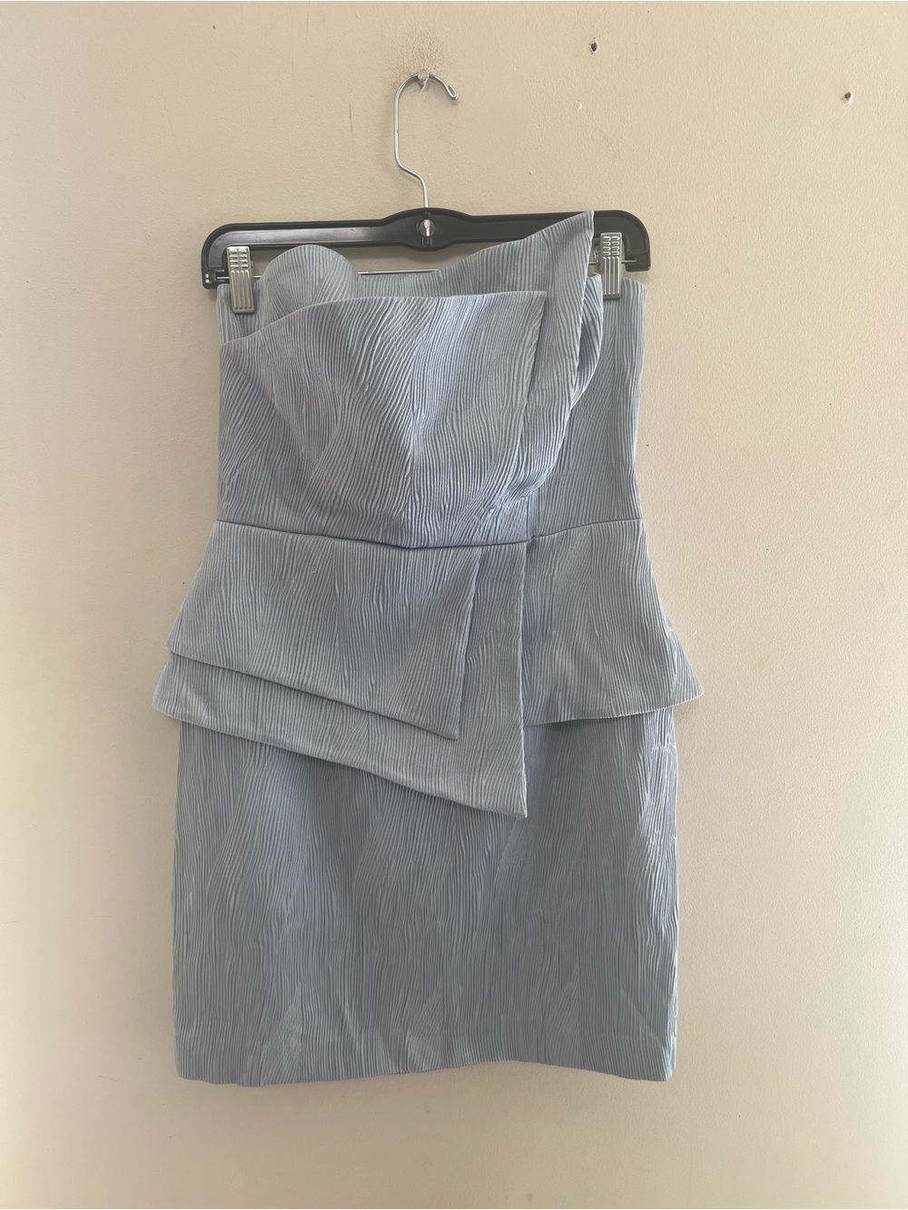 Light Bluishgray Strapless Peplum Cocktail Dress